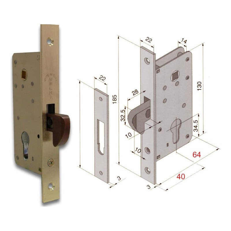 SERRATURA INFILARE PORTE LEGNO WELKA ART.015